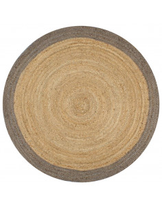 Tappeto Lavorato a Mano in Juta con Bordo Grigio 150 cm