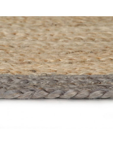Tappeto Lavorato a Mano in Juta con Bordo Grigio 150 cm