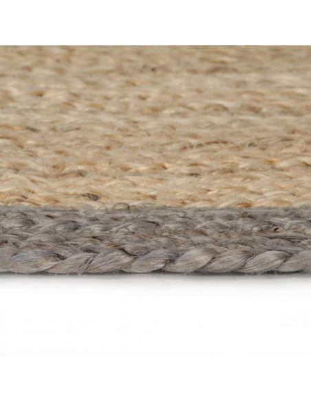 Tappeto Lavorato a Mano in Juta con Bordo Grigio 150 cm