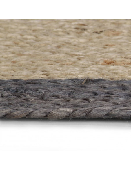 Tappeto Lavorato a Mano in Juta con Bordo Grigio Scuro 90 cm