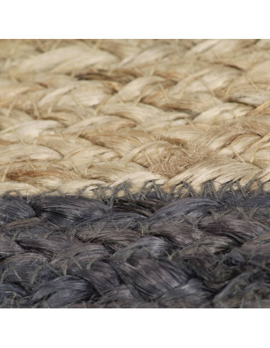 Tappeto Lavorato a Mano in Juta con Bordo Grigio Scuro 90 cm