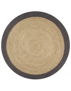 Tappeto Lavorato a Mano in Juta con Bordo Grigio Scuro 120 cm