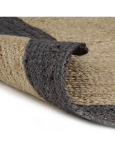 Tappeto Lavorato a Mano in Juta con Bordo Grigio Scuro 120 cm 2