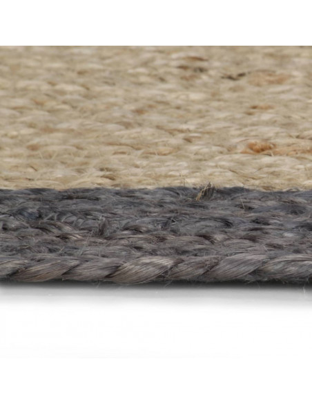 Tappeto Lavorato a Mano in Juta con Bordo Grigio Scuro 120 cm