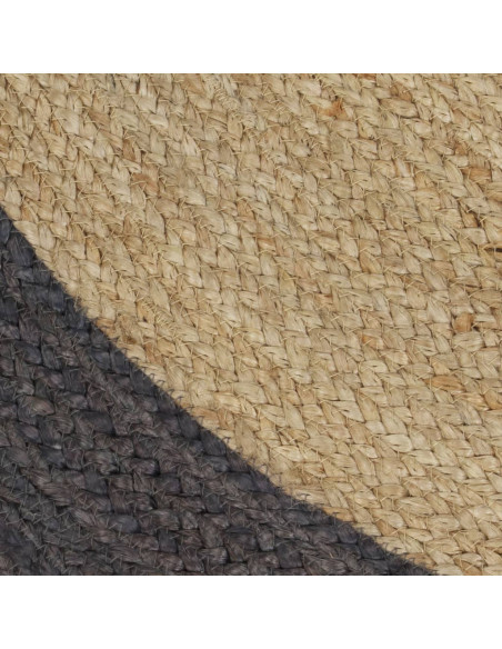 Tappeto Lavorato a Mano in Juta con Bordo Grigio Scuro 120 cm