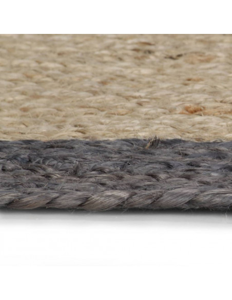 Tappeto Lavorato a Mano in Juta con Bordo Grigio Scuro 150 cm