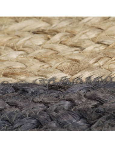 Tappeto Lavorato a Mano in Juta con Bordo Grigio Scuro 150 cm