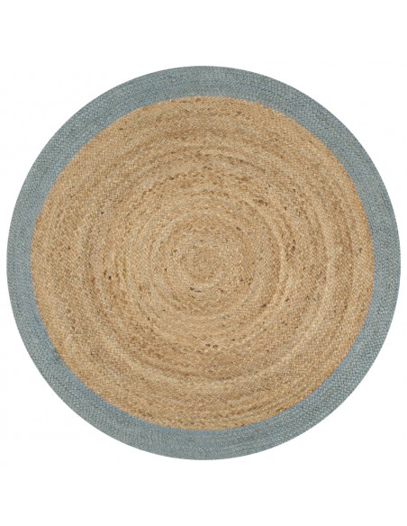 Tappeto Lavorato a Mano in Juta con Bordo Verde Oliva 120 cm