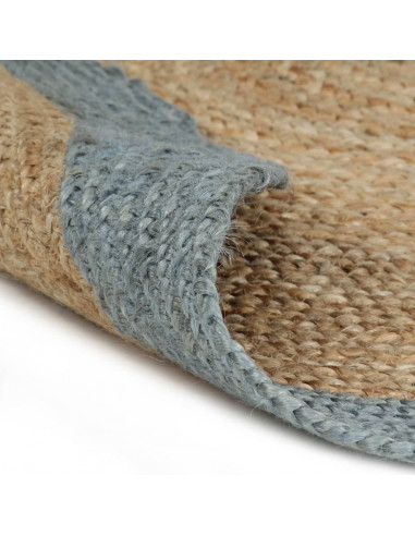 Tappeto Lavorato a Mano in Juta con Bordo Verde Oliva 120 cm