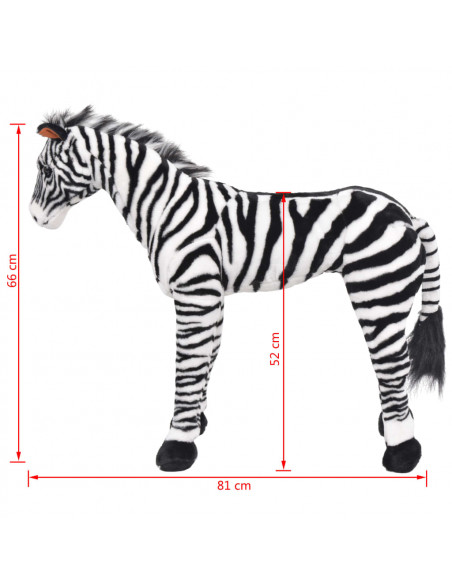 Zebra in Peluche in Piedi Nera e Bianca XXL