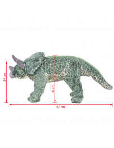 Dinosauro Triceratops in Peluche in Piedi Verde XXL