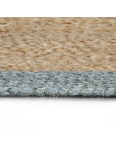 Tappeto Lavorato a Mano in Juta con Bordo Verde Oliva 150 cm