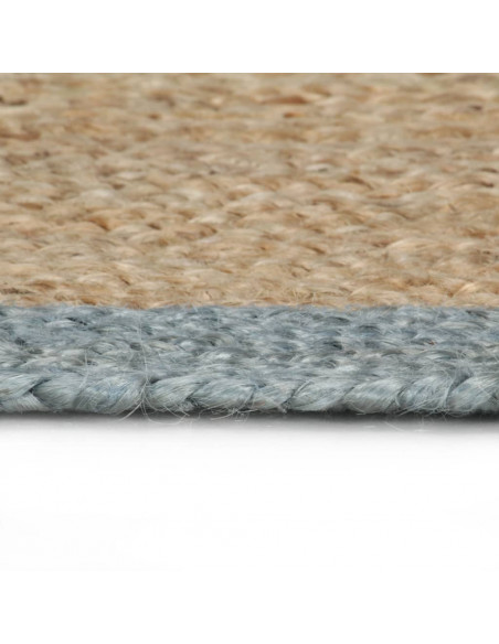 Tappeto Lavorato a Mano in Juta con Bordo Verde Oliva 150 cm