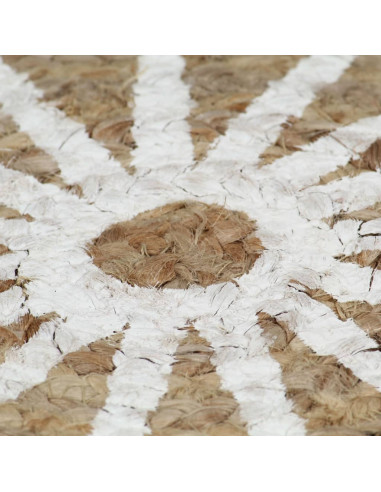 Tappeto Lavorato a Mano in Juta con Stampa Bianca 120 cm