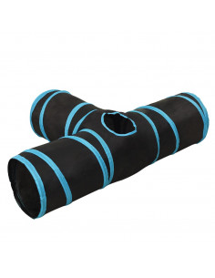 Tunnel per Gatti a 3 Vie Nero e Blu 90 cm in Poliestere