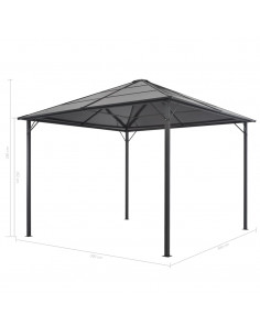 Gazebo con Tettuccio in Alluminio 3x3 m Nero