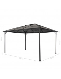 Gazebo con Tetto in Alluminio 4x3x2,6 m Nero