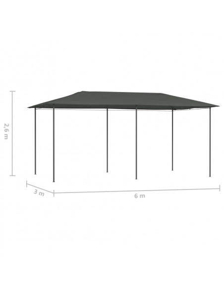 Gazebo 3x6x2,6 m Antracite 160 g/m²