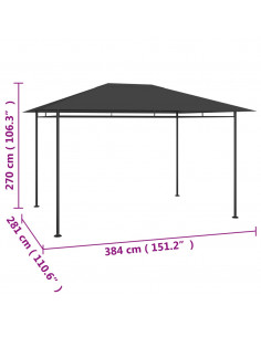 Gazebo 384x281x270 cm Antracite 180 g/m²