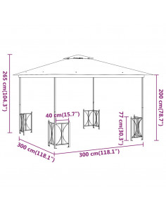 Gazebo con Teli Laterali e Doppio Tetto 3x3 m Crema