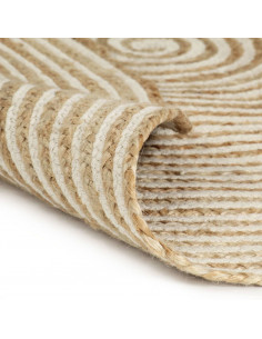 Tappeto Lavorato a Mano in Juta Design a Spirale Bianco 90 cm 2