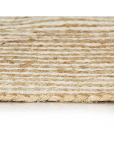 Tappeto Lavorato a Mano in Juta Design a Spirale Bianco 90 cm