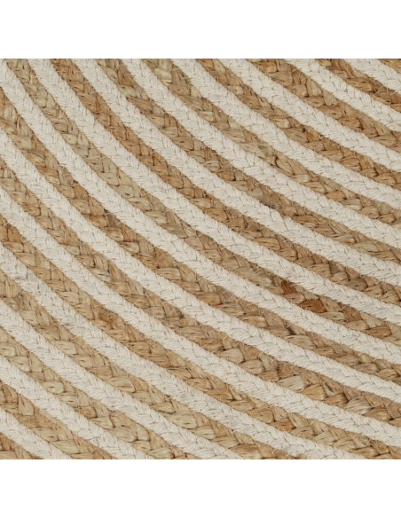 Tappeto Lavorato a Mano in Juta Design a Spirale Bianco 90 cm