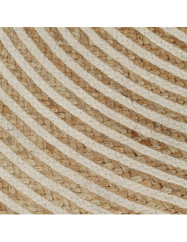 Tappeto Lavorato a Mano in Juta Design a Spirale Bianco 150 cm