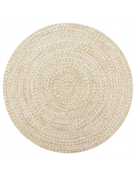 Tappeto Artigianale in Juta Bianco e Naturale 90 cm