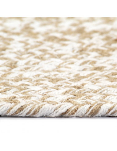 Tappeto Artigianale in Juta Bianco e Naturale 90 cm