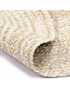Tappeto Artigianale in Juta Bianco e Naturale 120 cm 2