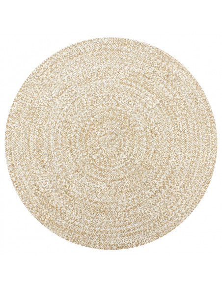 Tappeto Artigianale in Juta Bianco e Naturale 150 cm
