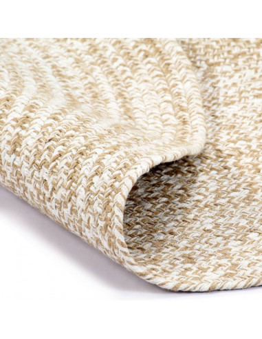 Tappeto Artigianale in Juta Bianco e Naturale 150 cm