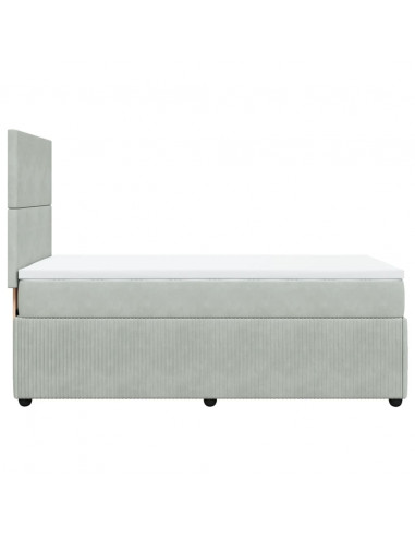 Giroletto a Molle con Materasso Grigio Chiaro 90x200 cm Velluto