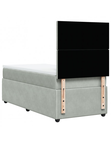 Giroletto a Molle con Materasso Grigio Chiaro 90x200 cm Velluto