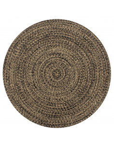 Tappeto Artigianale in Juta Nero e Naturale 90 cm