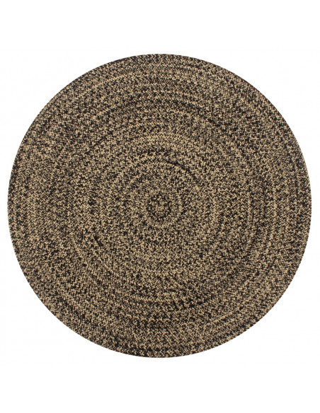 Tappeto Artigianale in Juta Nero e Naturale 90 cm
