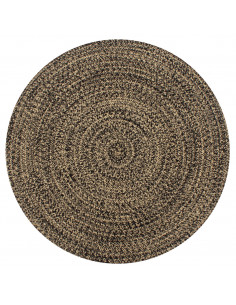 Tappeto Artigianale in Juta Nero e Naturale 120 cm