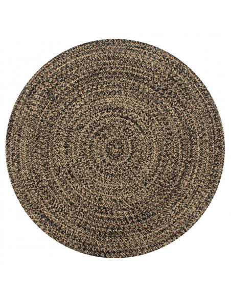 Tappeto Artigianale in Juta Nero e Naturale 120 cm