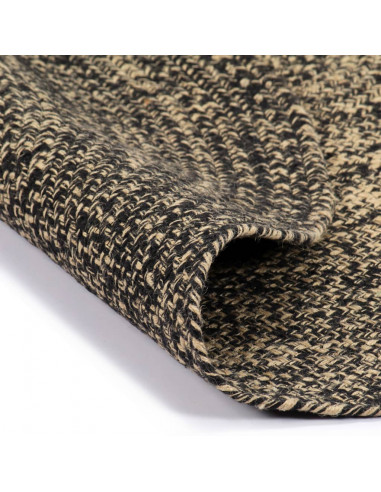 Tappeto Artigianale in Juta Nero e Naturale 120 cm