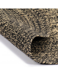 Tappeto Artigianale in Juta Nero e Naturale 150 cm 2