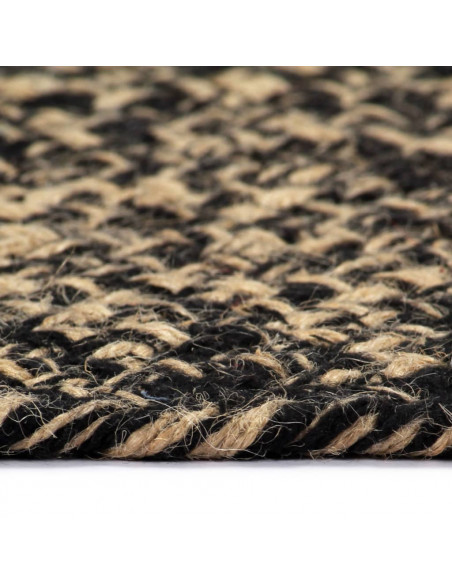 Tappeto Artigianale in Juta Nero e Naturale 150 cm