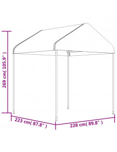 Gazebo con Tetto Bianco 2,28x2,23x2,69 m in Polietilene