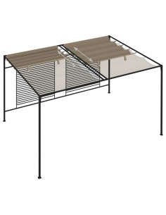 Gazebo con Tetto Retrattile 3x4x2,3 m Grigio Talpa 180 g/m²