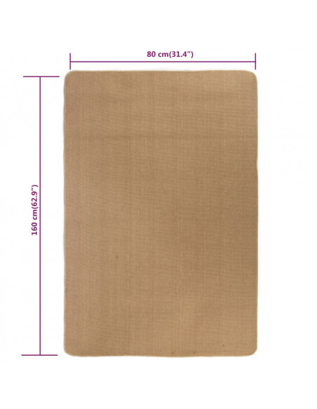 Tappeto di Iuta con Base in Lattice 80x160 cm Naturale