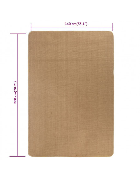 Tappeto di Iuta con Base in Lattice 140x200 cm Naturale