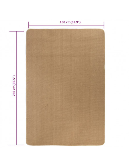 Tappeto di Iuta con Base in Lattice 160x230 cm Naturale