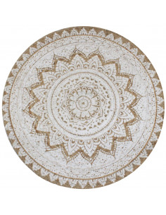 Tappeto in Juta Intrecciata con Stampa 150 cm Rotondo