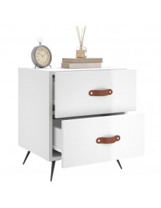 Comodino Bianco Lucido 40x35x47,5 cm in Legno Multistrato 2