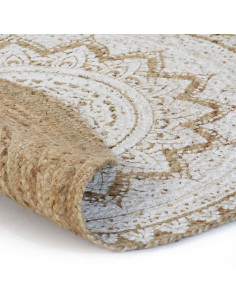Tappeto in Juta Intrecciata con Stampa 150 cm Rotondo 2